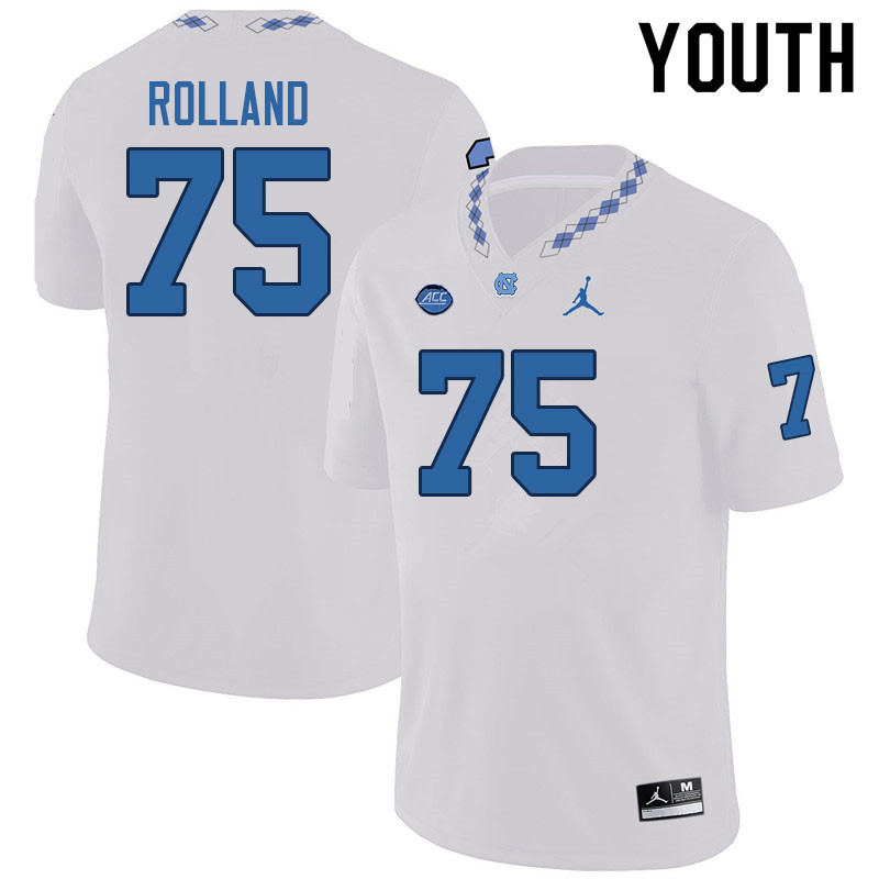 Youth #75 Spencer Rolland North Carolina Tar Heels College Football Jerseys Sale-White